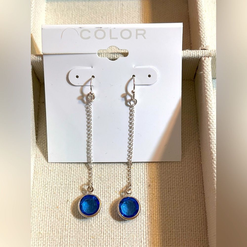 Elegant Silver and Blue Drop Earrings
